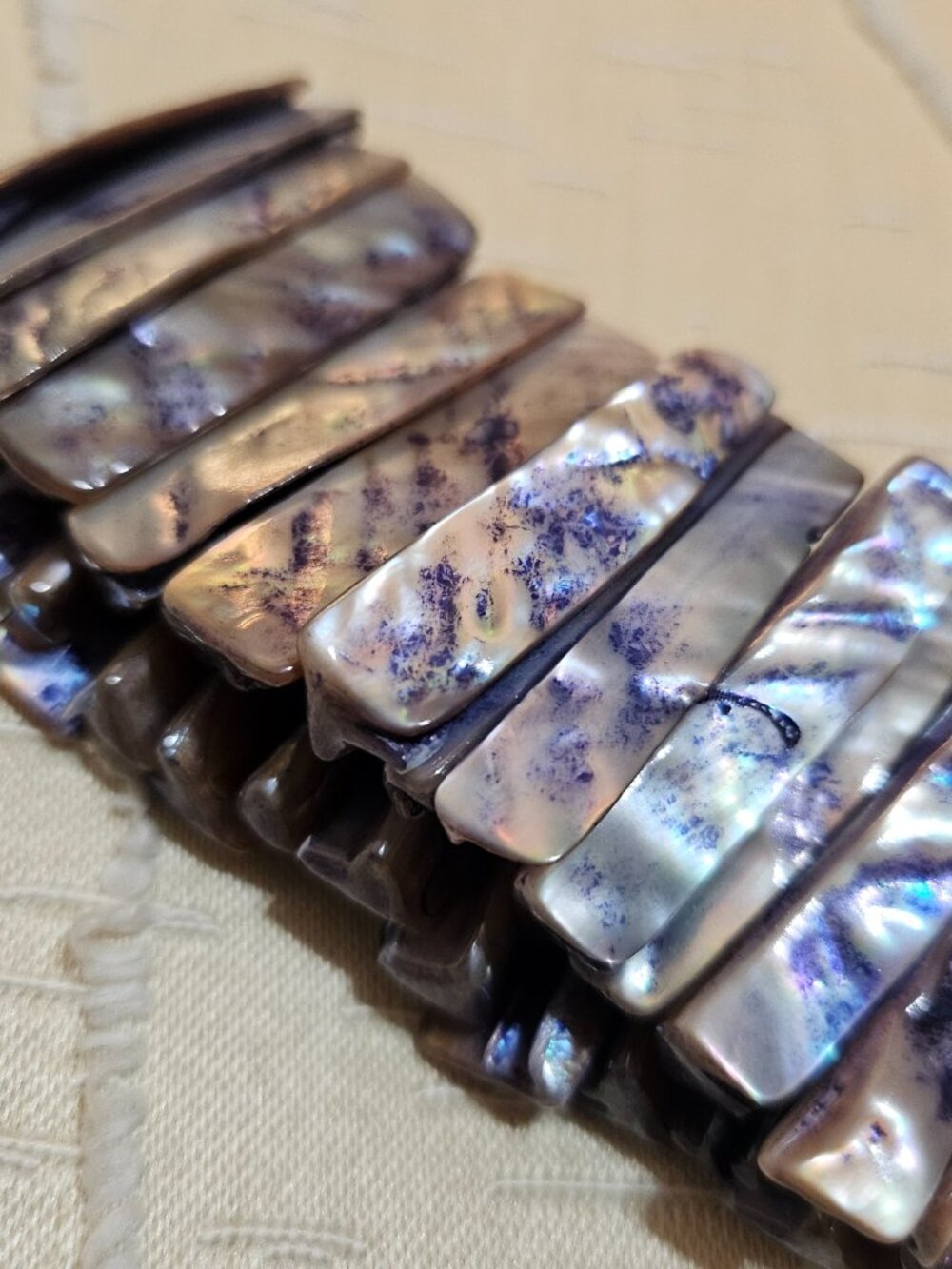 MOTHER of PEARL ELASTICIZED BRACELET CUFF